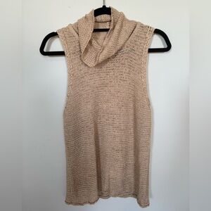Cable & Gauge Beige Knit Sleeveless Cowl Neck Sweater l Size Medium